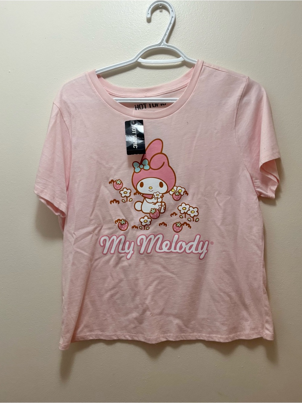 My Melody Hot Topic babydoll tee pastel pink strawberry cute kawaii sanrio